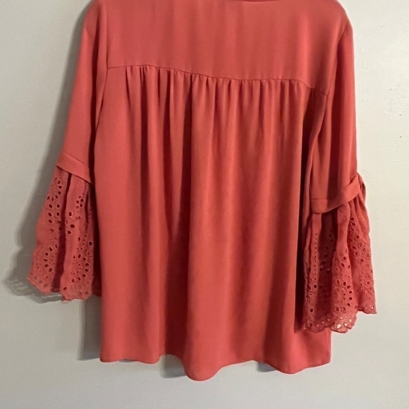Loft Boho Bell Sleeve Top XS Orange Peasant Hippie Indie Concert Western Preppy - Picture 8 of 12